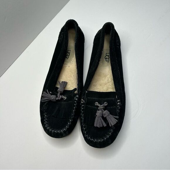 UGG Women's Black Suede Moccasins 7 - Picture 3 of 11